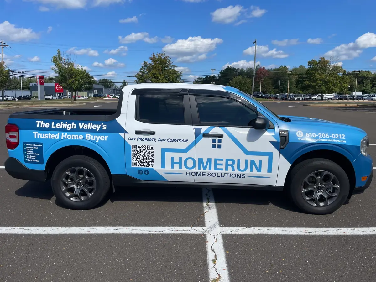 Homerun Home Solutions branded truck, local cash home buyers in the Lehigh Valley