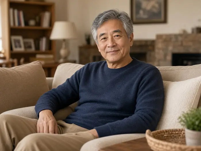 Relaxed homeowner at home after a hassle-free cash sale